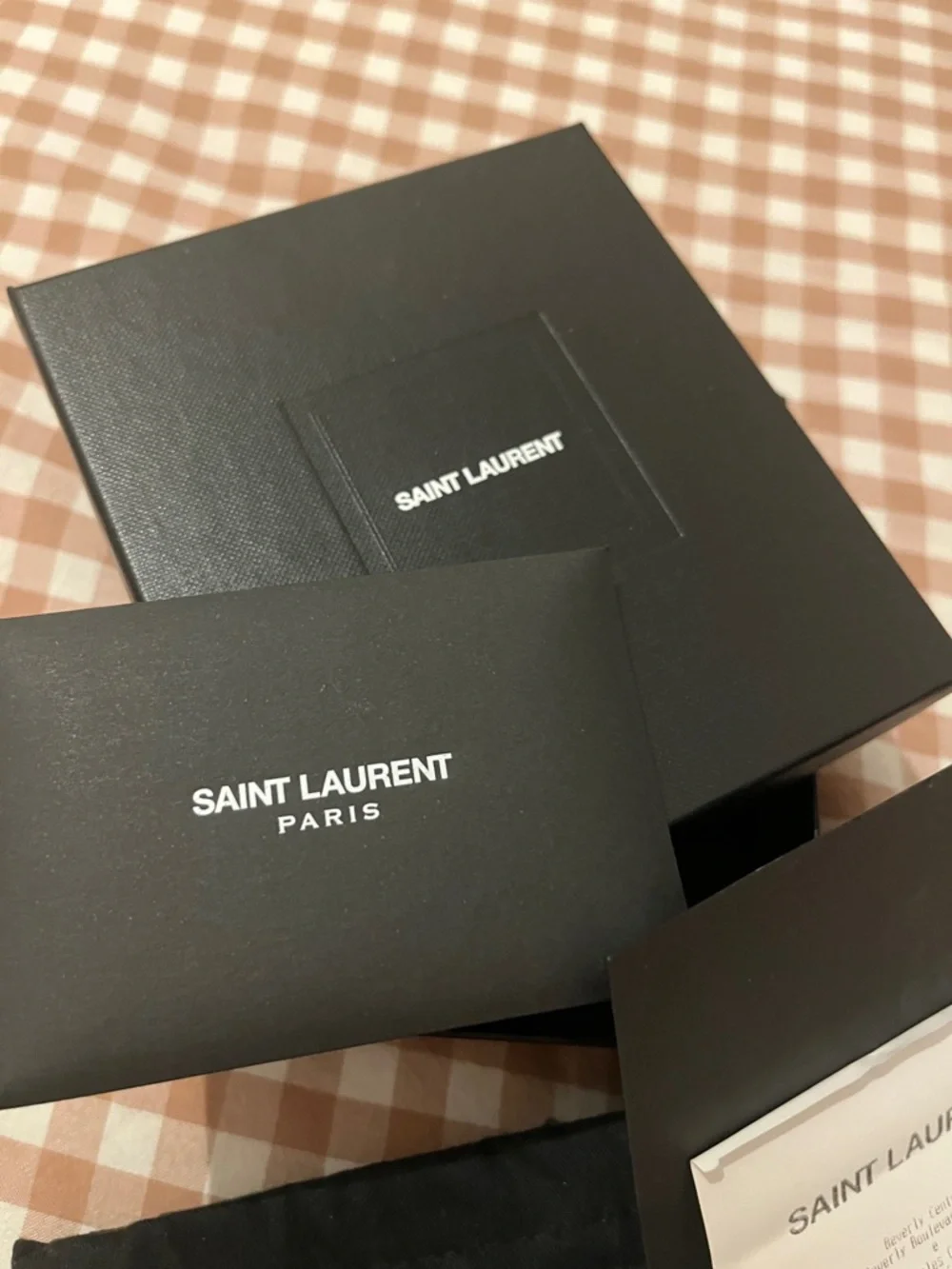 Saint Laurent Black Quilted Card Case with Gold YSL Emblem